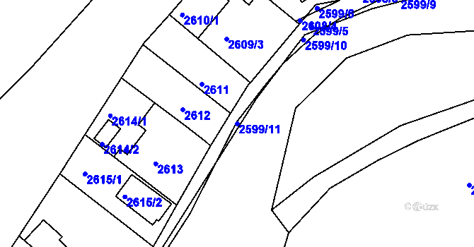 Parcela st. 2599/11 v KÚ Záběhlice, Katastrální mapa