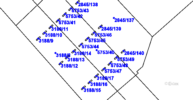 Parcela st. 5753/40 v KÚ Záběhlice, Katastrální mapa