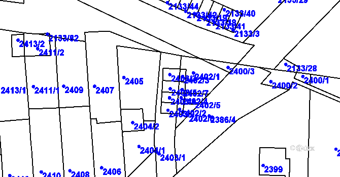 Parcela st. 2403/5 v KÚ Záběhlice, Katastrální mapa