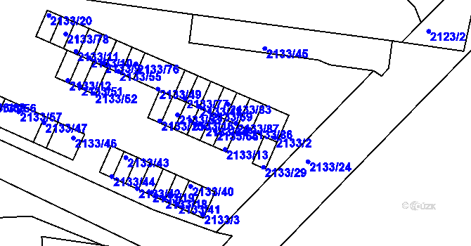 Parcela st. 2133/87 v KÚ Záběhlice, Katastrální mapa
