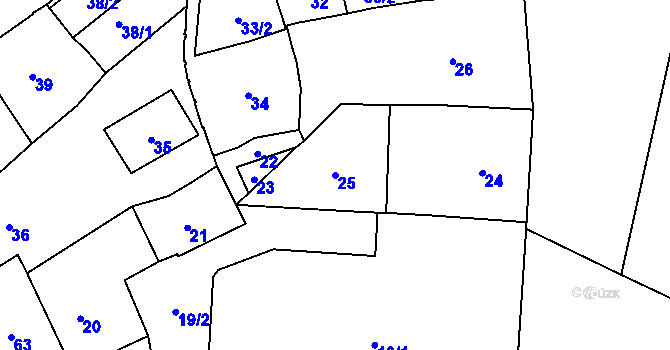 Parcela st. 25 v KÚ Vršovice, Katastrální mapa