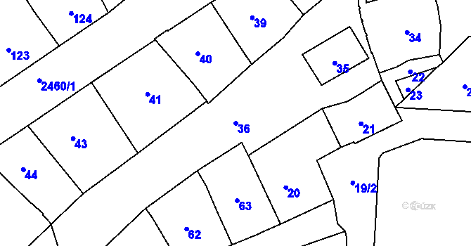 Parcela st. 36 v KÚ Vršovice, Katastrální mapa