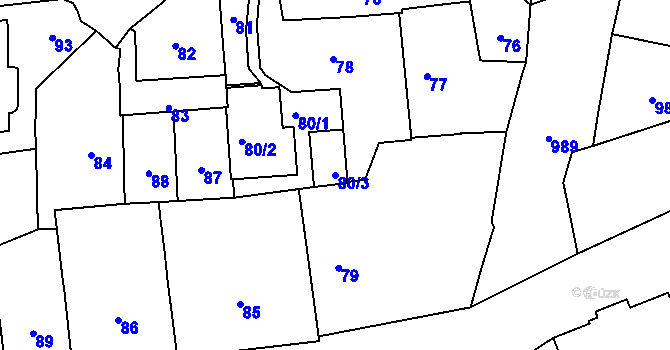 Parcela st. 80/3 v KÚ Vršovice, Katastrální mapa