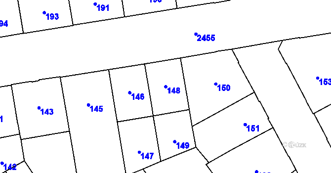 Parcela st. 148 v KÚ Vršovice, Katastrální mapa