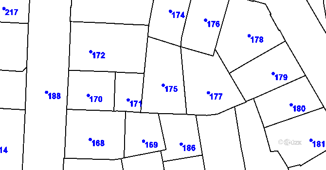Parcela st. 175 v KÚ Vršovice, Katastrální mapa