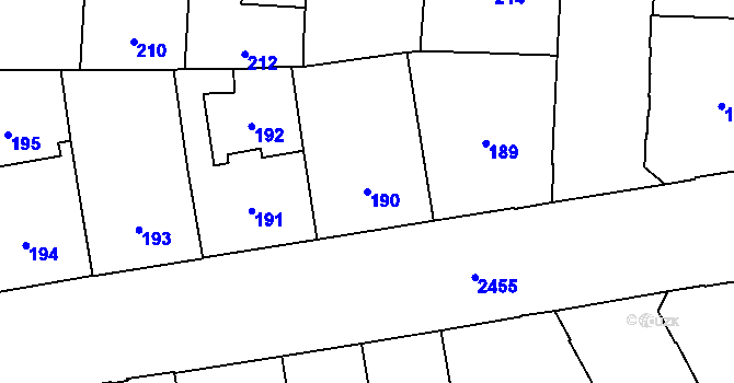 Parcela st. 190 v KÚ Vršovice, Katastrální mapa
