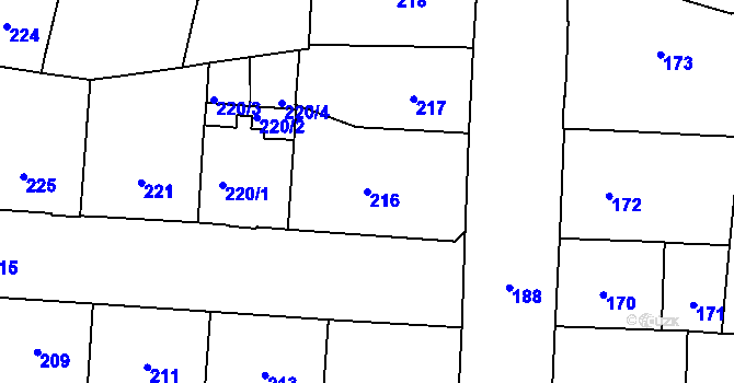 Parcela st. 216 v KÚ Vršovice, Katastrální mapa