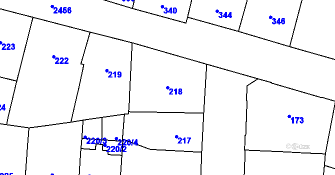 Parcela st. 218 v KÚ Vršovice, Katastrální mapa