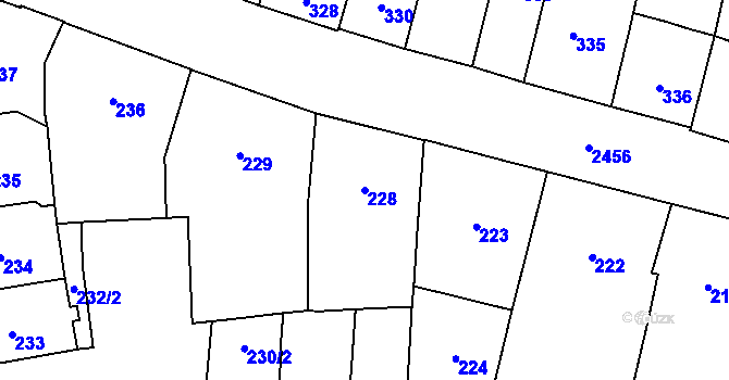 Parcela st. 228 v KÚ Vršovice, Katastrální mapa