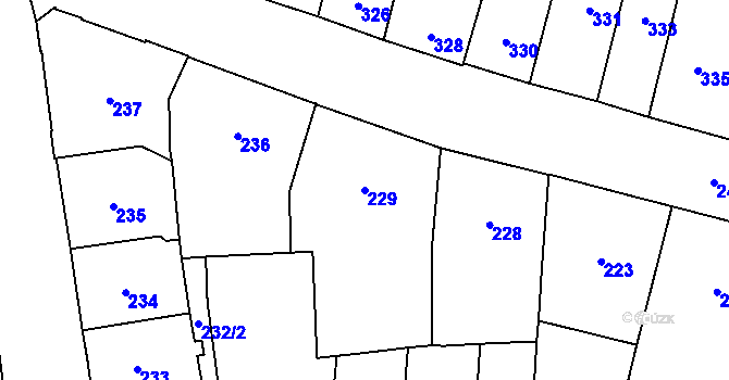 Parcela st. 229 v KÚ Vršovice, Katastrální mapa