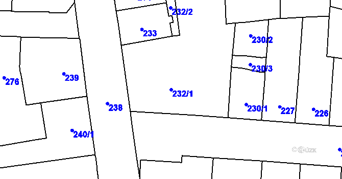 Parcela st. 232/1 v KÚ Vršovice, Katastrální mapa