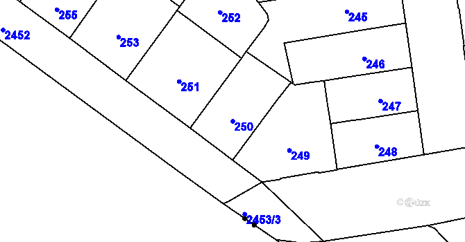 Parcela st. 250 v KÚ Vršovice, Katastrální mapa