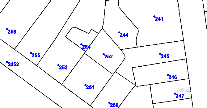Parcela st. 252 v KÚ Vršovice, Katastrální mapa