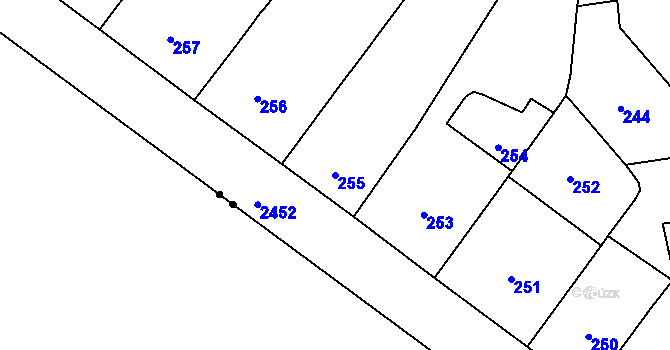 Parcela st. 255 v KÚ Vršovice, Katastrální mapa