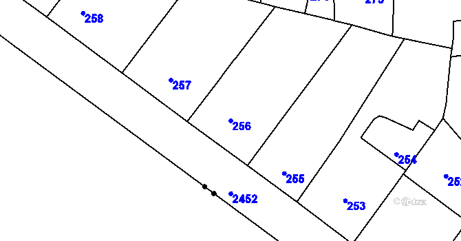 Parcela st. 256 v KÚ Vršovice, Katastrální mapa