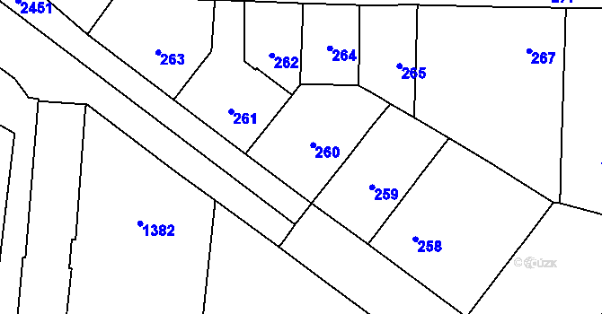 Parcela st. 260 v KÚ Vršovice, Katastrální mapa