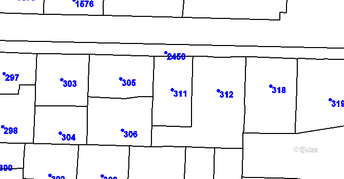 Parcela st. 311 v KÚ Vršovice, Katastrální mapa