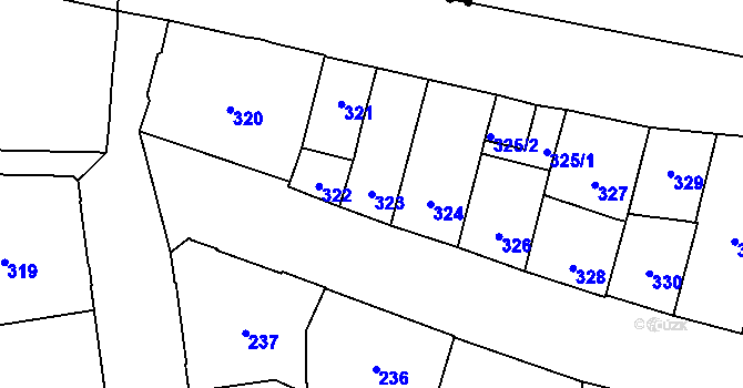Parcela st. 323 v KÚ Vršovice, Katastrální mapa