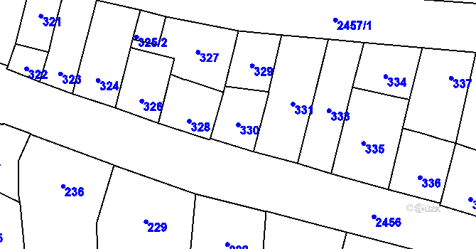 Parcela st. 330 v KÚ Vršovice, Katastrální mapa