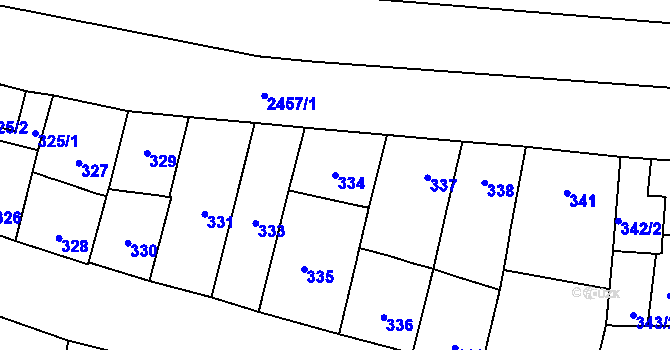 Parcela st. 334 v KÚ Vršovice, Katastrální mapa