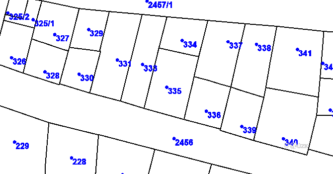 Parcela st. 335 v KÚ Vršovice, Katastrální mapa