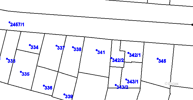 Parcela st. 341 v KÚ Vršovice, Katastrální mapa