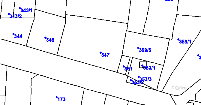 Parcela st. 347 v KÚ Vršovice, Katastrální mapa