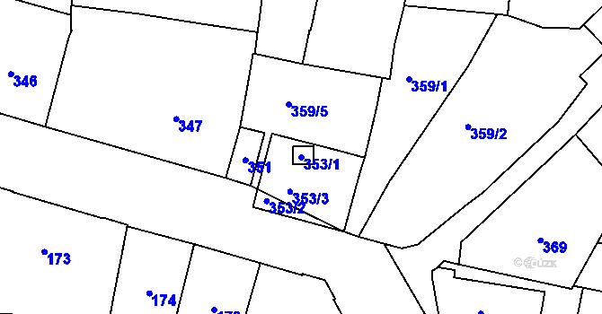Parcela st. 353/1 v KÚ Vršovice, Katastrální mapa