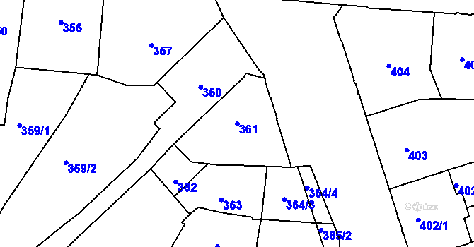 Parcela st. 361 v KÚ Vršovice, Katastrální mapa