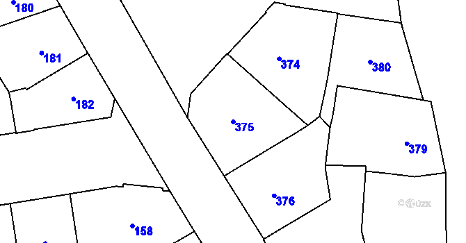 Parcela st. 375 v KÚ Vršovice, Katastrální mapa