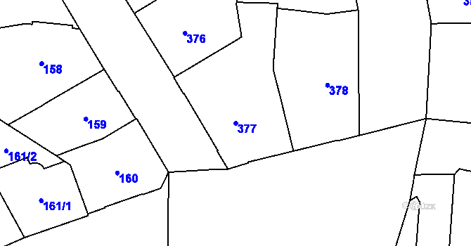 Parcela st. 377 v KÚ Vršovice, Katastrální mapa