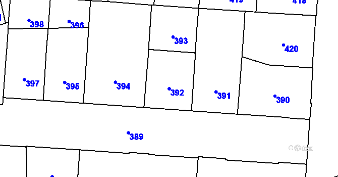 Parcela st. 392 v KÚ Vršovice, Katastrální mapa