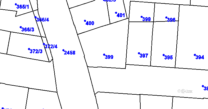 Parcela st. 399 v KÚ Vršovice, Katastrální mapa
