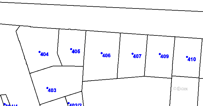 Parcela st. 406 v KÚ Vršovice, Katastrální mapa