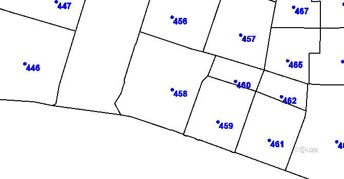 Parcela st. 458 v KÚ Vršovice, Katastrální mapa