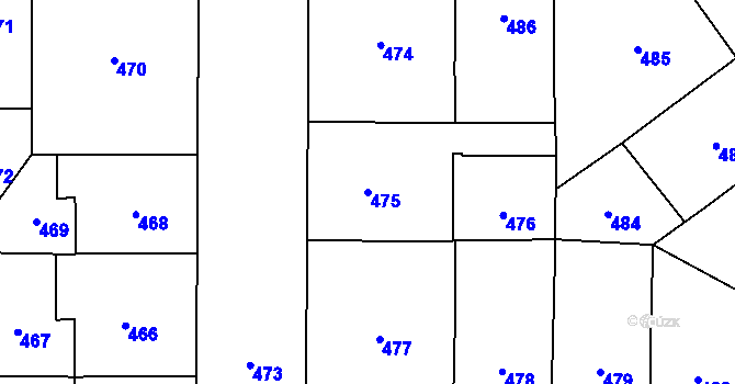 Parcela st. 475 v KÚ Vršovice, Katastrální mapa