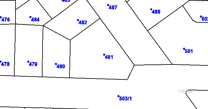 Parcela st. 481 v KÚ Vršovice, Katastrální mapa