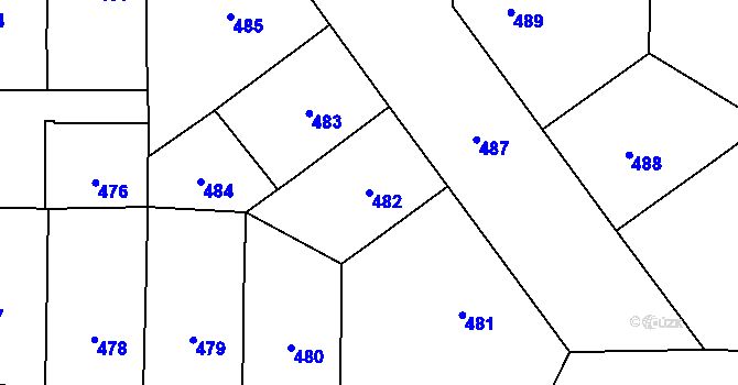 Parcela st. 482 v KÚ Vršovice, Katastrální mapa