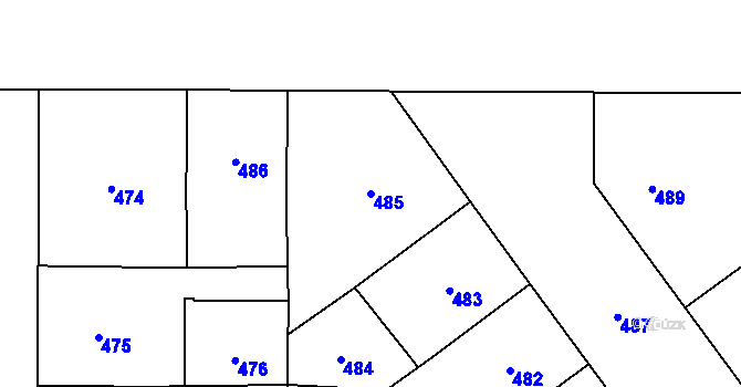 Parcela st. 485 v KÚ Vršovice, Katastrální mapa