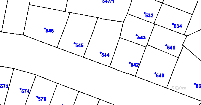 Parcela st. 544 v KÚ Vršovice, Katastrální mapa
