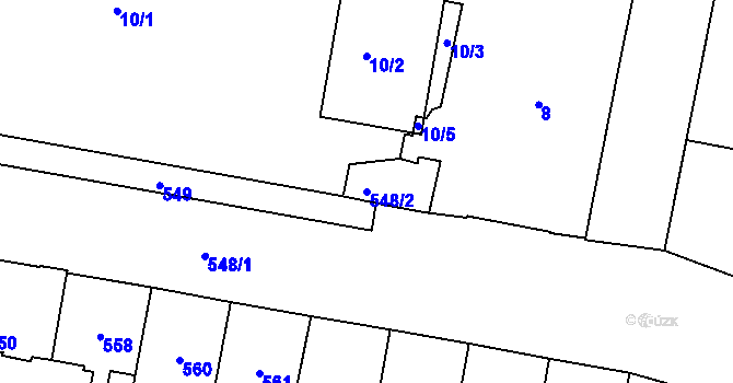 Parcela st. 548/2 v KÚ Vršovice, Katastrální mapa