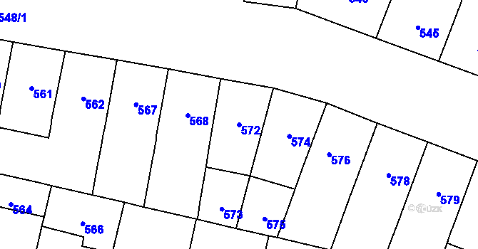 Parcela st. 572 v KÚ Vršovice, Katastrální mapa