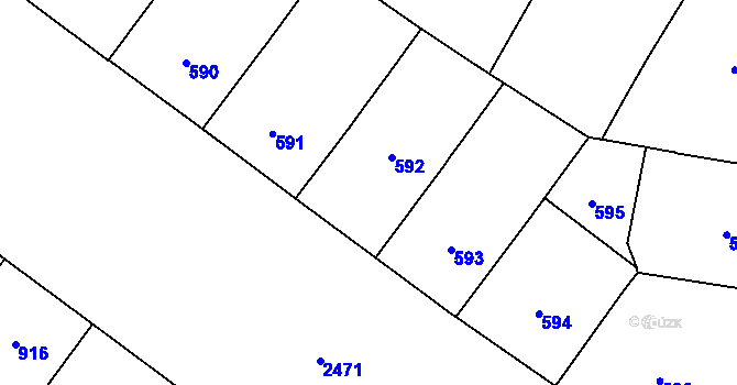 Parcela st. 592 v KÚ Vršovice, Katastrální mapa