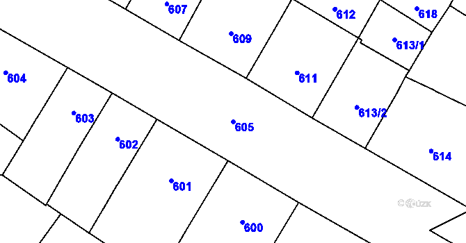 Parcela st. 605 v KÚ Vršovice, Katastrální mapa