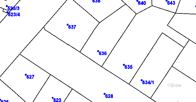 Parcela st. 636 v KÚ Vršovice, Katastrální mapa
