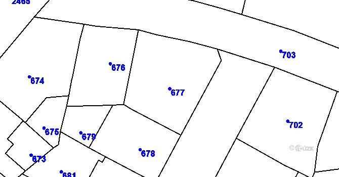 Parcela st. 677 v KÚ Vršovice, Katastrální mapa