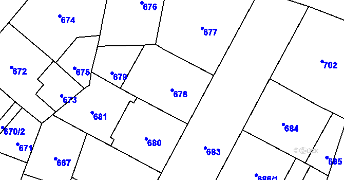 Parcela st. 678 v KÚ Vršovice, Katastrální mapa
