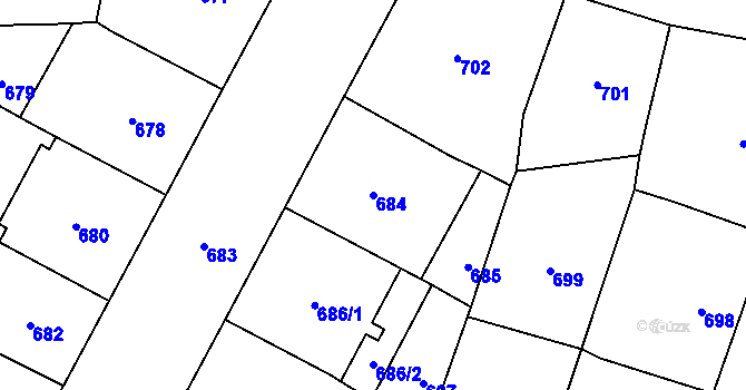 Parcela st. 684 v KÚ Vršovice, Katastrální mapa