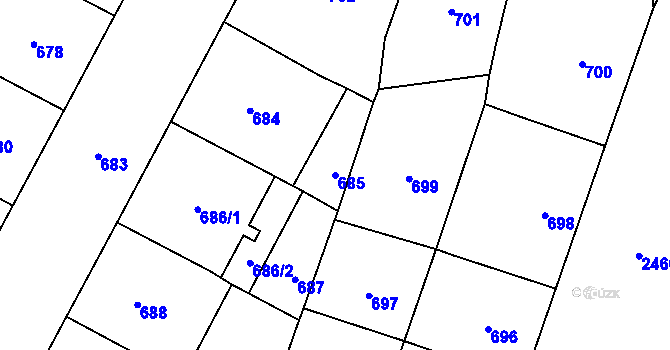Parcela st. 685 v KÚ Vršovice, Katastrální mapa