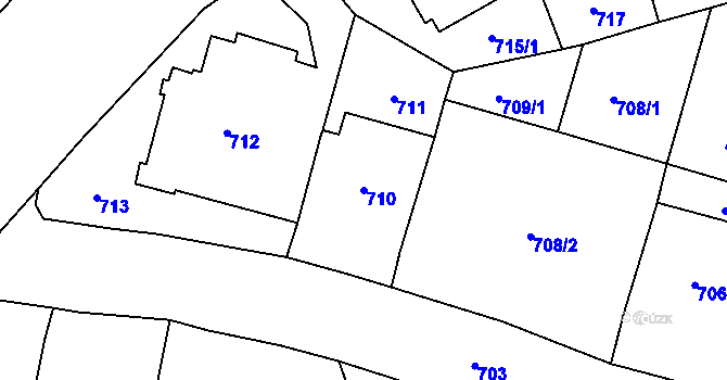 Parcela st. 710 v KÚ Vršovice, Katastrální mapa